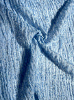 Tissus naturels uniques bleu clair : mélange de lin en coton funky, transparent et texturé | Tissus spéciaux de qualité avec texture 3D pour les créations estivales.