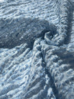 Tissus naturels uniques bleu clair : mélange de lin en coton funky, transparent et texturé | Tissus spéciaux de qualité avec texture 3D pour les créations estivales.
