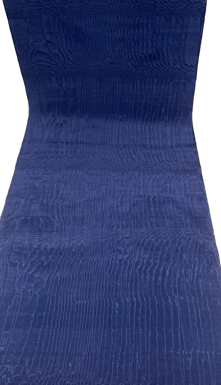 Dark Blue Silk Fabric, Moire Silk Fabric, Silk By The Yard. Watermark Pattern.