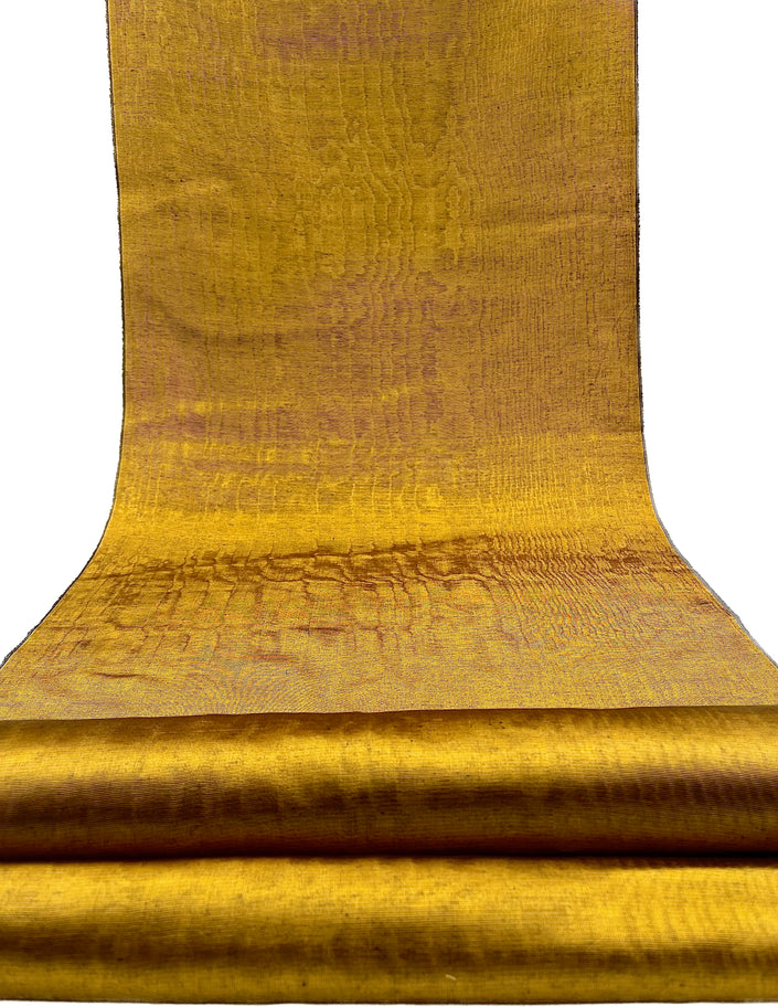 Gold Colour Silk Moire Home Textile Interior Fabrics, Watermark Pattern.
