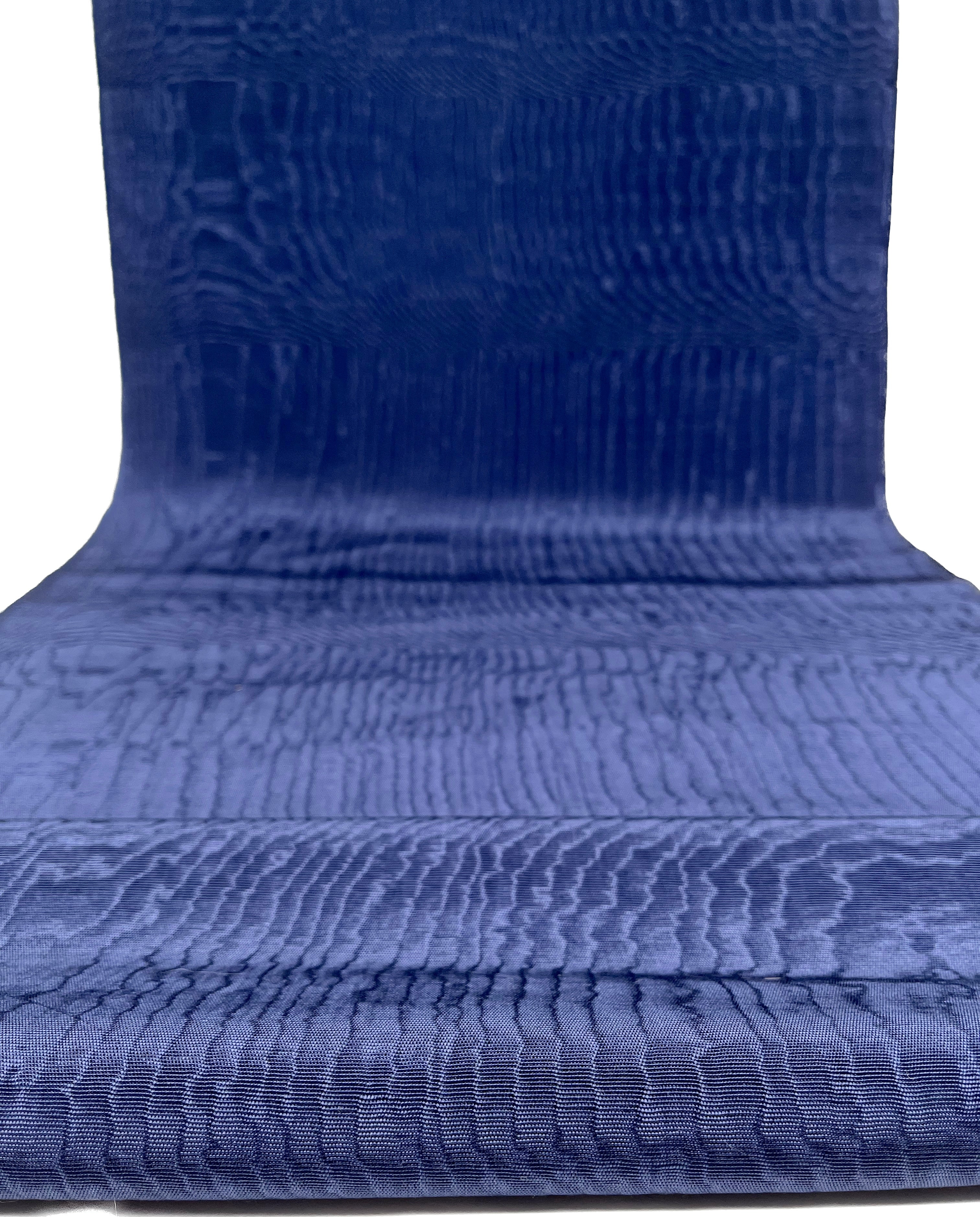 Dark Blue Silk Fabric, Moire Silk Fabric, Silk By The Yard. Watermark Pattern.