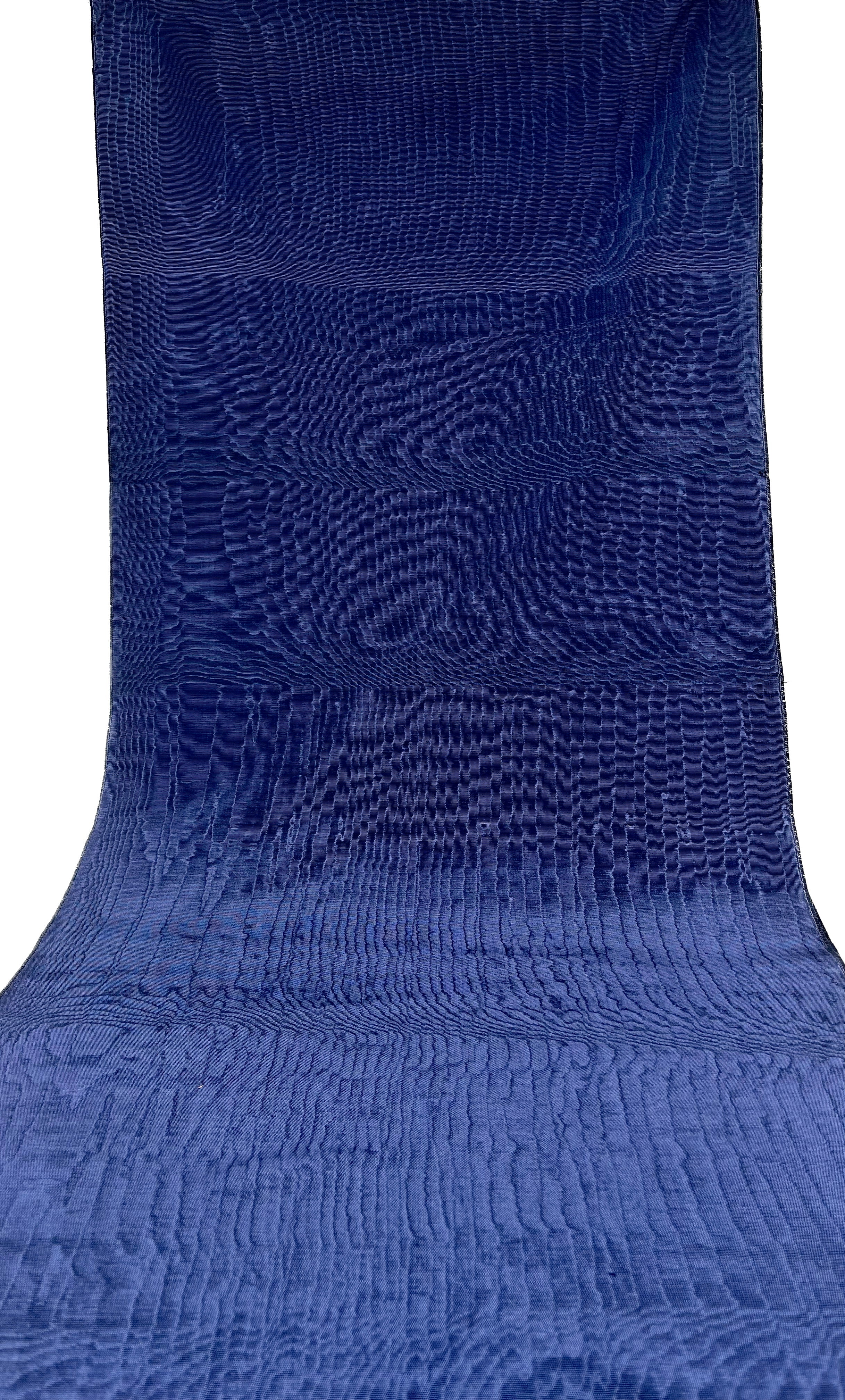 Dark Blue Silk Fabric, Moire Silk Fabric, Silk By The Yard. Watermark Pattern.