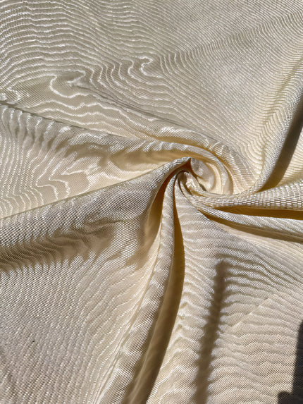 Ecru White Colour Silk Moire Home Textile Interior Fabrics, Watermark Pattern.