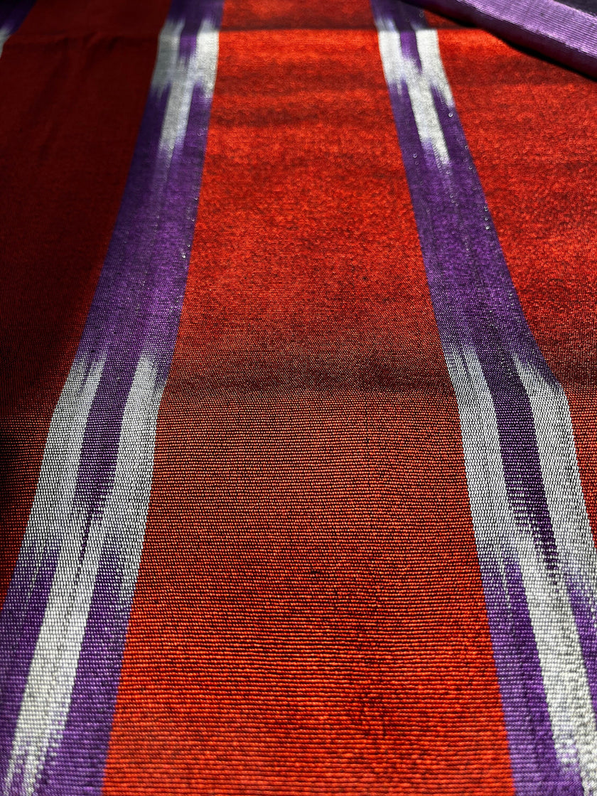 Osmanlı Başlık İçin Mor Kırmızı İkat Çizgili Lüks İpek Döşeme, Ev Tekstili İç Mekan Kumaşları: Yastık Kılıfları, Kimono Esintili Tasarımlar, İpek Şantung El Dokuma Kumaş