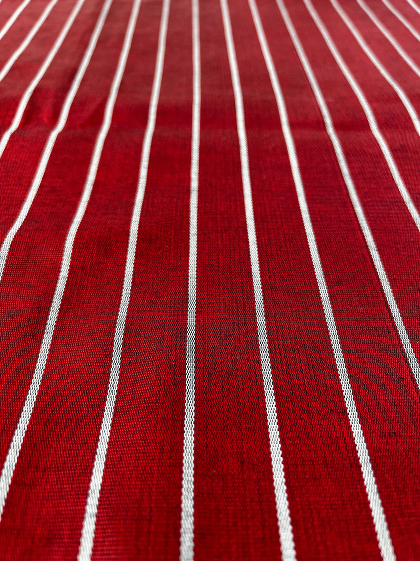 Osmanlı Başlıklı Kırmızı Gümüş Çizgili Lüks İpek Döşeme, Ev Tekstili İç Mekan Kumaşları: Yastık Kılıfları, Kimono Esintili Tasarımlar, İpek Şantung.