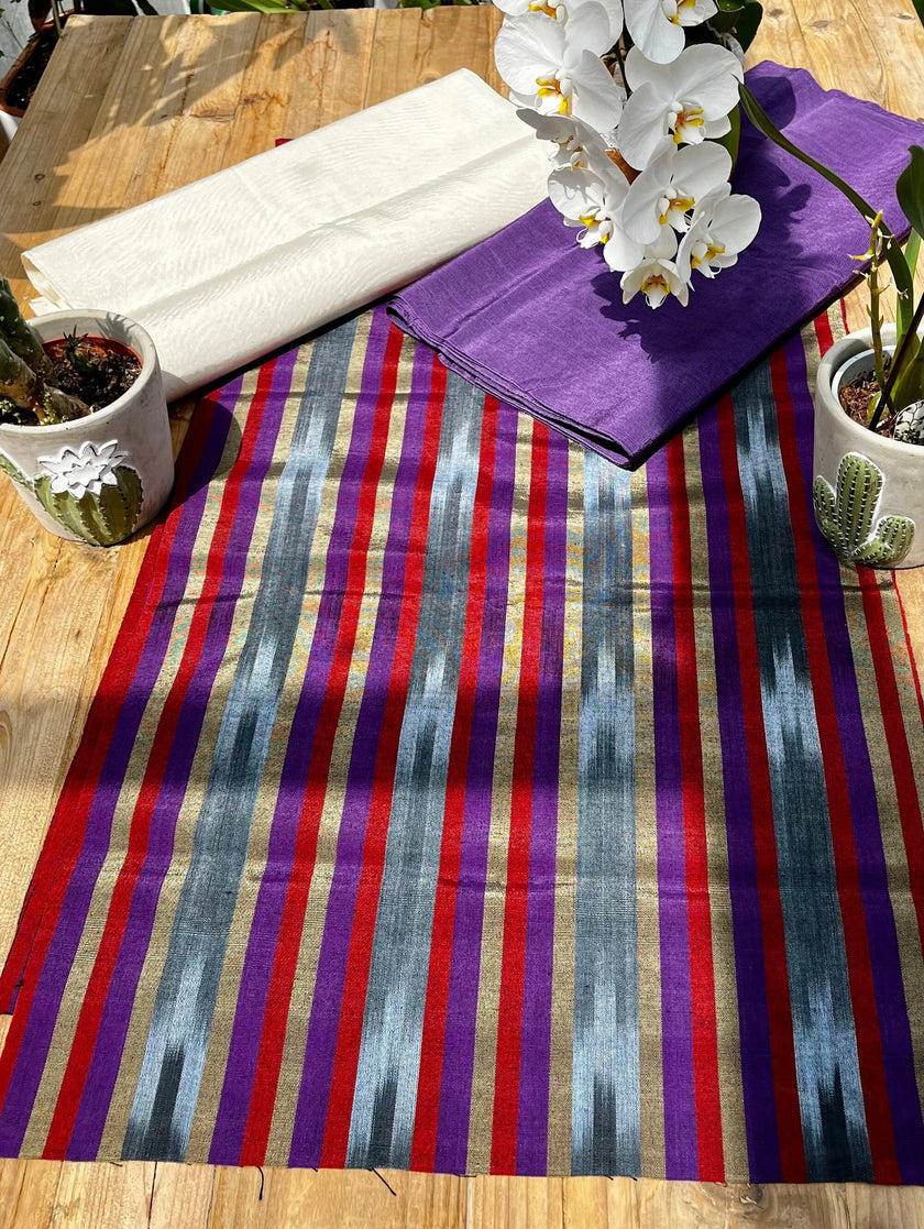 Osmanlı Başlık İçin Mor Kırmızı İkat Çizgili Lüks İpek Döşeme, Ev Tekstili İç Mekan Kumaşları: Yastık Kılıfları, Kimono Esintili Tasarımlar, İpek Şantung, El Dokuma Kumaşlar