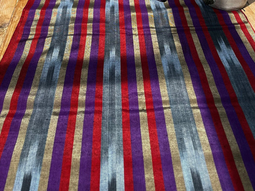 Osmanlı Başlık İçin Mor Kırmızı İkat Çizgili Lüks İpek Döşeme, Ev Tekstili İç Mekan Kumaşları: Yastık Kılıfları, Kimono Esintili Tasarımlar, İpek Şantung, El Dokuma Kumaşlar