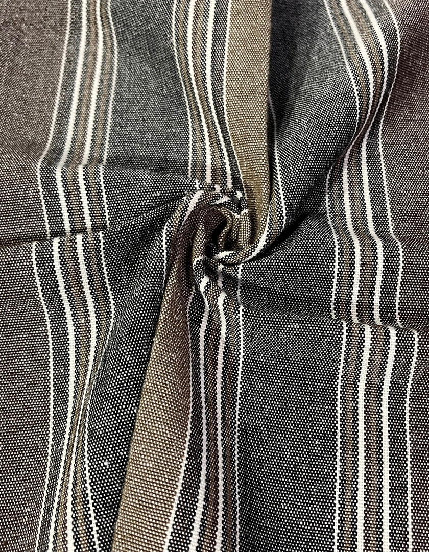 Tissu en coton lin adouci lourd rayé par cour 240g/m2 - Rembourrage rayé style français - Tissus d'ameublement naturels.