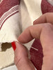 Kırmızı Çizgili Ağır Ağırlık Yumuşatılmış Keten Pamuklu Kumaş Metre 240g/m2 - Döşemelik Çizgili Fransız Stili - Doğal Döşemelik Kumaşlar.