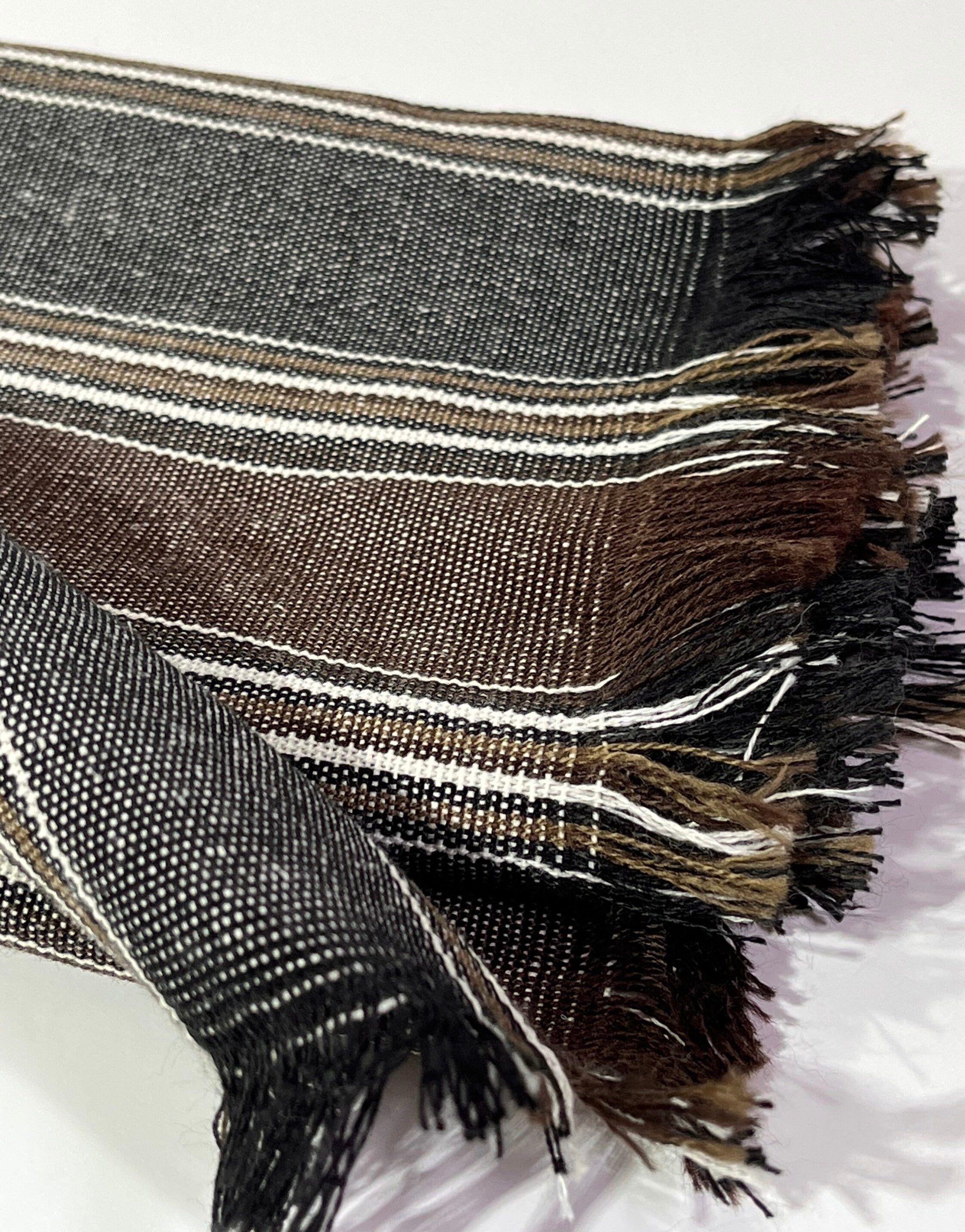 Çizgili Ağır Ağırlık Yumuşatılmış Keten Pamuklu Kumaş Metre 240g/m2 - Döşemelik Çizgili Fransız Stili - Doğal Döşemelik Kumaşlar.