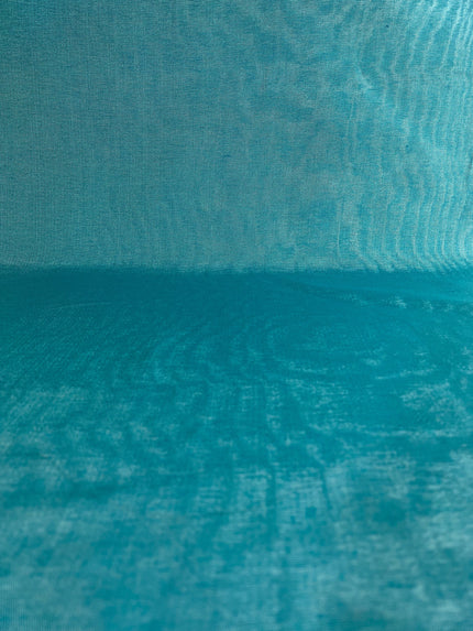 Turquoise Blue Silk Moire Home Textile Interior Fabrics Watermark Pattern.