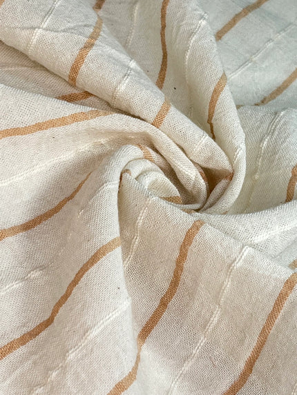 Striped White Cotton  Unbleached Lightweight Natural.