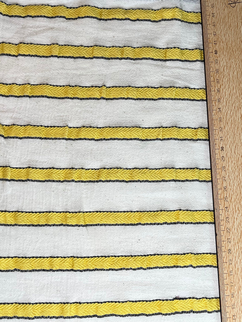 Çizgili Beyaz Pamuklu Yarı Şeffaf Kumaş, Ağartılmamış Hafif Doğal, Geniş Kumaş Metreyle