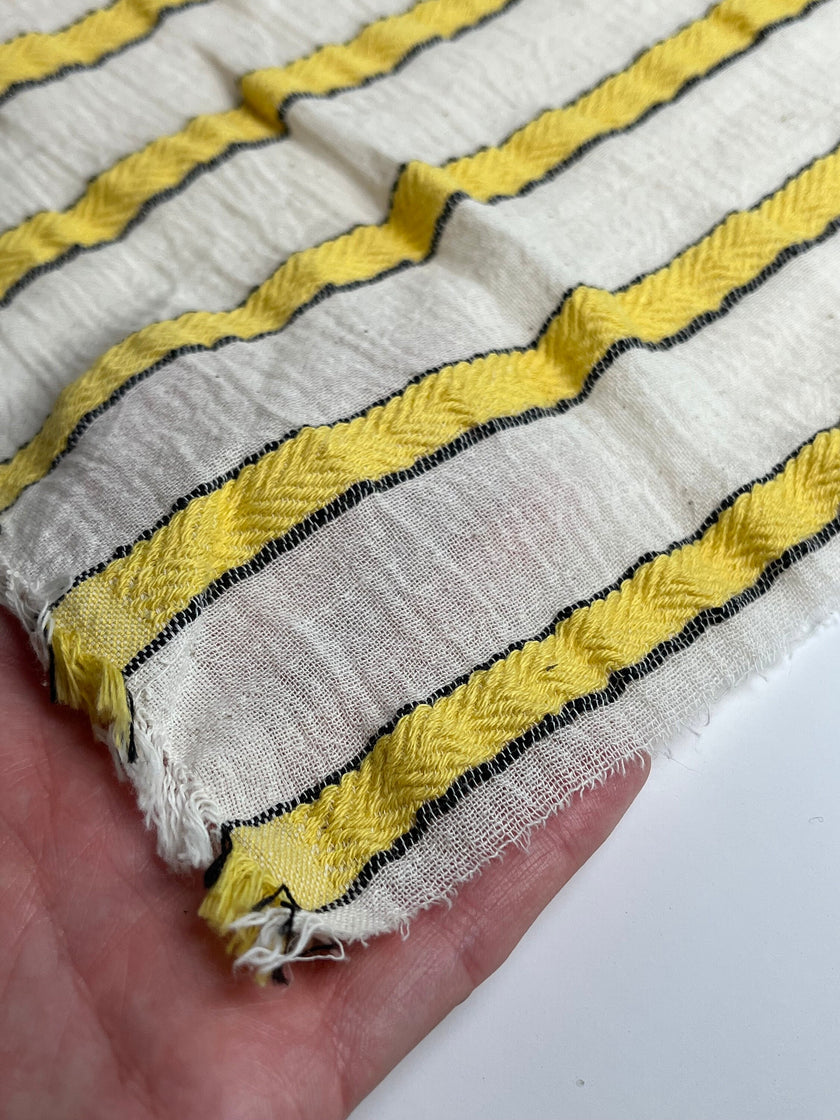 Çizgili Beyaz Pamuklu Yarı Şeffaf Kumaş, Ağartılmamış Hafif Doğal, Geniş Kumaş Metreyle