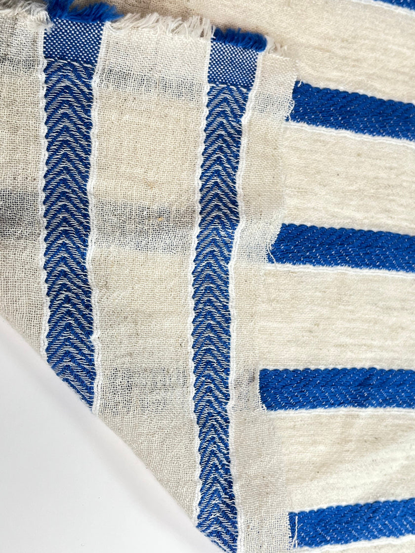 Çizgili Beyaz Pamuklu Yarı Şeffaf Kumaş, Ağartılmamış Hafif Doğal, Geniş Kumaş Metreyle