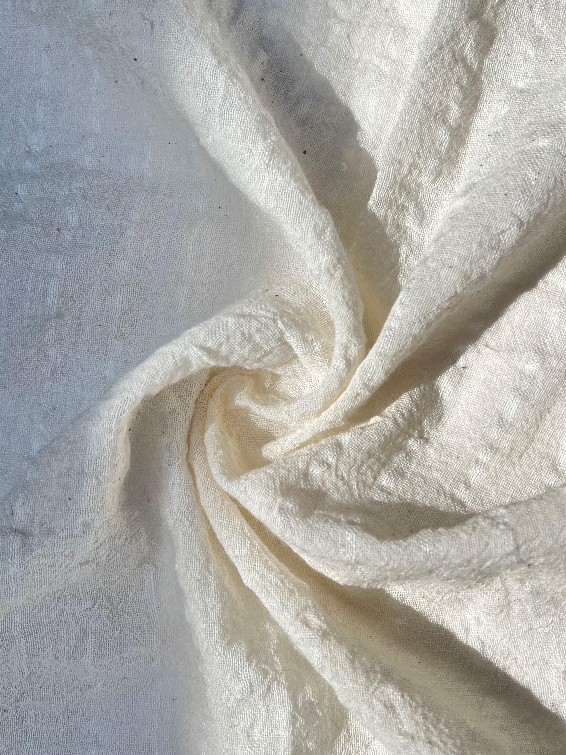 White Pin Striped Neutral Organic Cotton Fabric By The Meter.