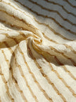 Striped Beige/ Gray Cotton Semi Sheer Fabric.