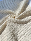 Gray Striped Neutral Organic Cotton Fabric By The Meter, Crinkle Fabric.
