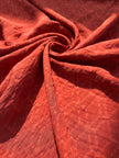 Brick Red Cotton Summer Fabric With Geometric Pattern.