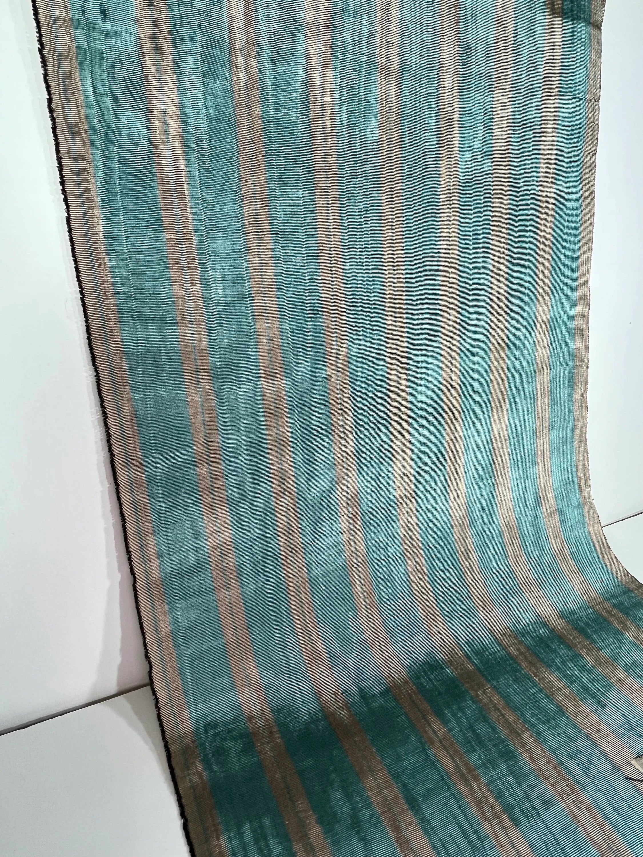 Osmanlı Başlık İçin Gümüş Mavi Çizgili Lüks İpek Döşeme, Ev Tekstili İç Mekan Kumaşları: Yastık Kılıfları, Kimono Esintili Tasarımlar, Filigran Desenleri.
