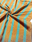 Bronze Blue Stripes Silk Moire Home Textile Interior Fabrics, Watermark Pattern.