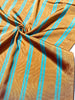 Bronze Blue Stripes Silk Moire Home Textile Interior Fabrics, Watermark Pattern.