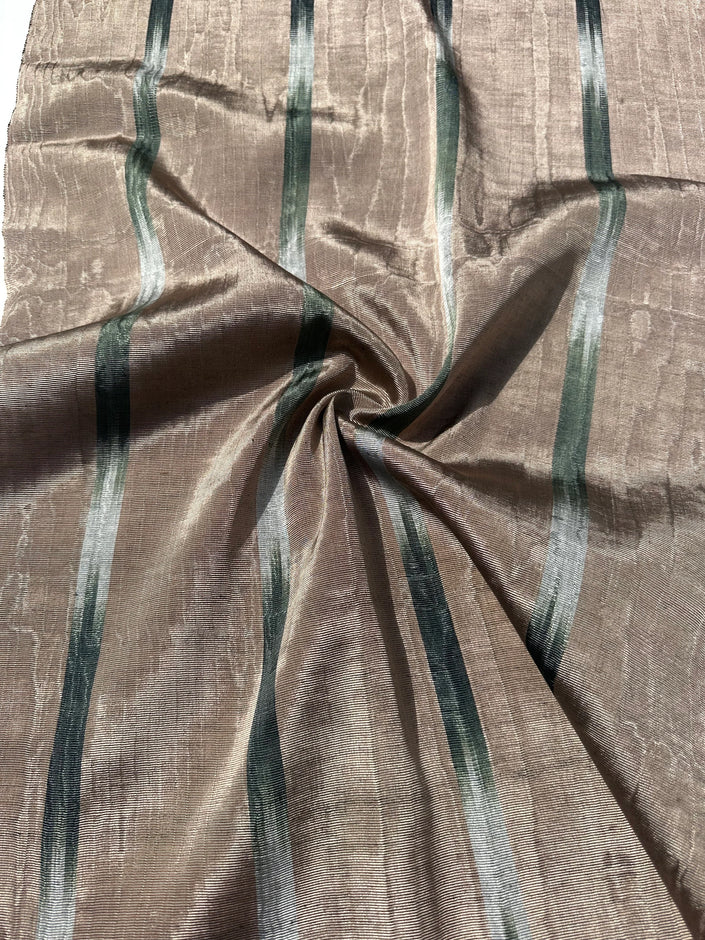 Bronze Ikat Silk Moire Home Textile Interior Fabrics, Watermark Patterns.
