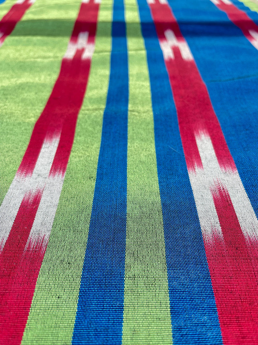 Osmanlı Başlık İçin Mavi Yeşil İkat Çizgili Lüks İpek Döşeme, Ev Tekstili İç Mekan Kumaşları: Yastık Kılıfları, Kimono Esintili Tasarımlar, İpek El Dokuma Kumaşlar, İpek Şantung