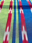 Blue Green Ikat Striped Silk Home Textile Interior Fabrics Moire.