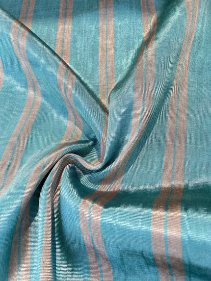 Silver Blue Stripes Silk Moire Home Textile Interior Fabrics, Watermark Pattern.