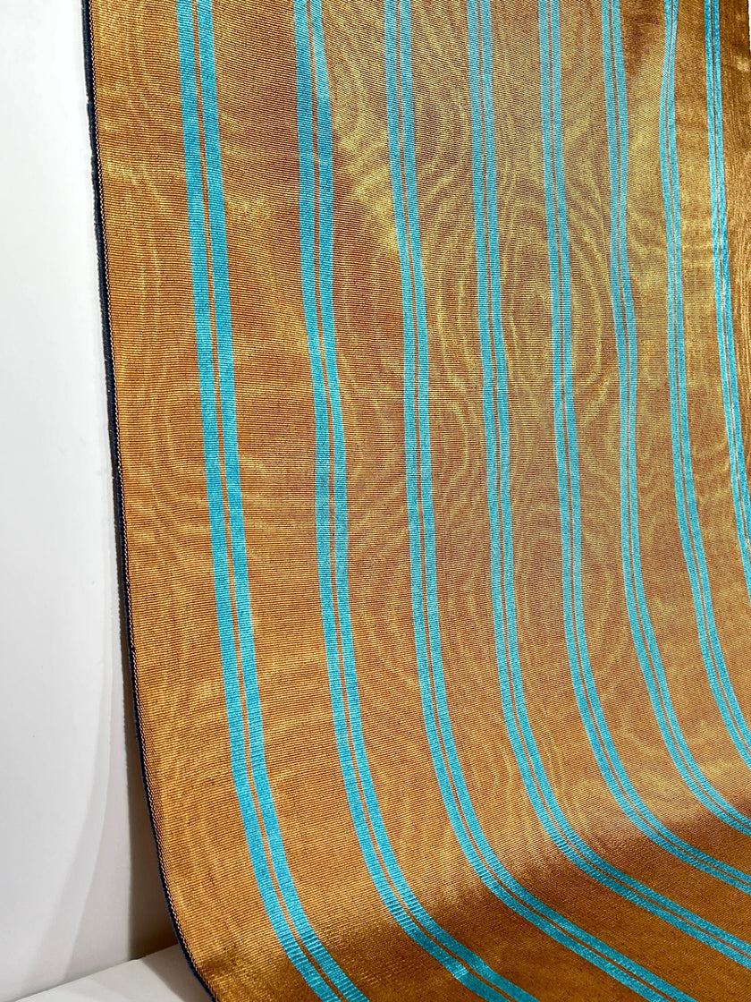 Bronz Mavi Çizgili Lüks İpek Döşeme Osmanlı Başlık, Ev Tekstili İç Mekan Kumaşları: Yastık Kılıfları, Kimono Esintili Tasarımlar, Filigran Desenleri