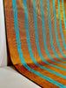 Bronze Blue Stripes Silk Moire Home Textile Interior Fabrics, Watermark Pattern.