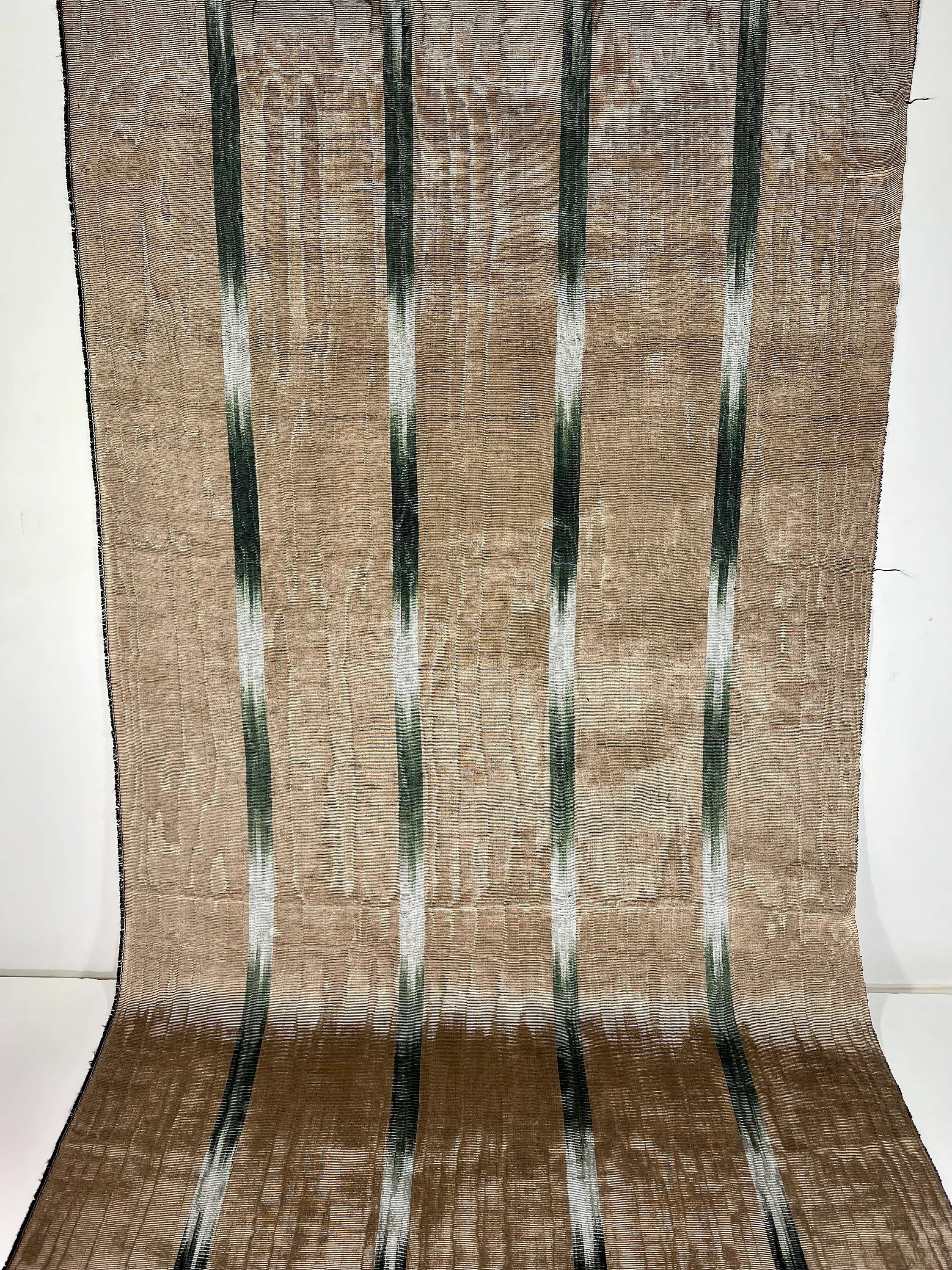 Bronze Ikat Silk Moire Home Textile Interior Fabrics, Watermark Patterns.