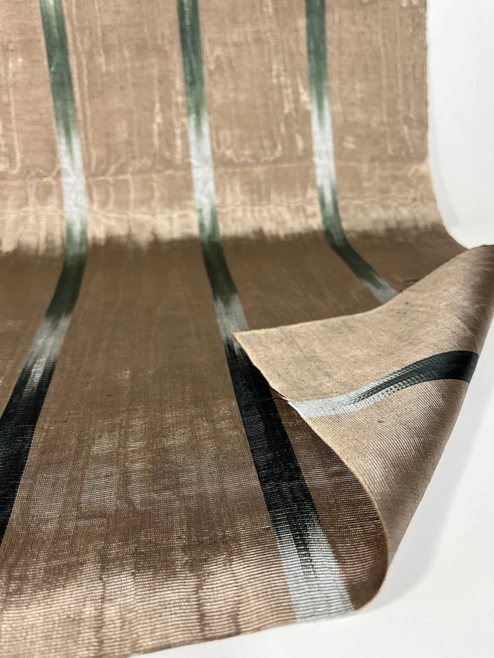 Bronze Ikat Silk Moire Home Textile Interior Fabrics, Watermark Patterns.