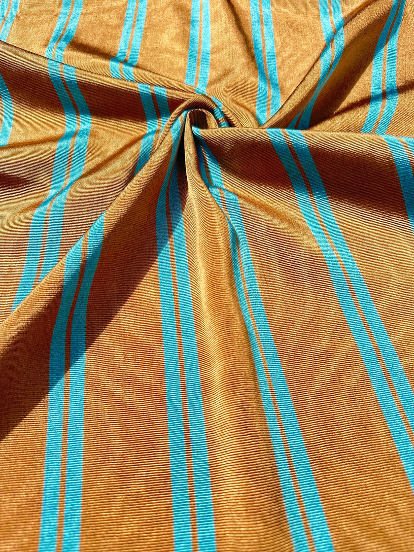 Bronz Mavi Çizgili Lüks İpek Döşeme Osmanlı Başlık, Ev Tekstili İç Mekan Kumaşları: Yastık Kılıfları, Kimono Esintili Tasarımlar, Filigran Desenleri