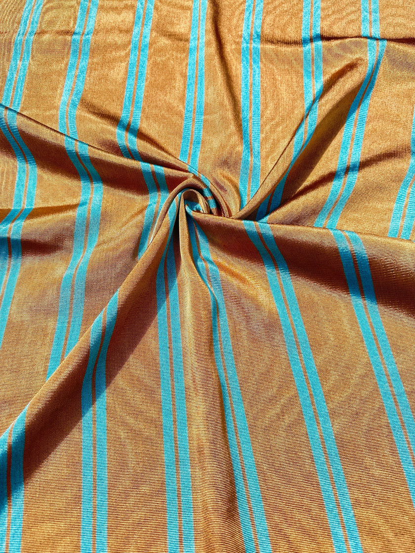 Bronz Mavi Çizgili Lüks İpek Döşeme Osmanlı Başlık, Ev Tekstili İç Mekan Kumaşları: Yastık Kılıfları, Kimono Esintili Tasarımlar, Filigran Desenleri