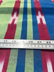 Blue Green Ikat Striped Silk Home Textile Interior Fabrics Moire.