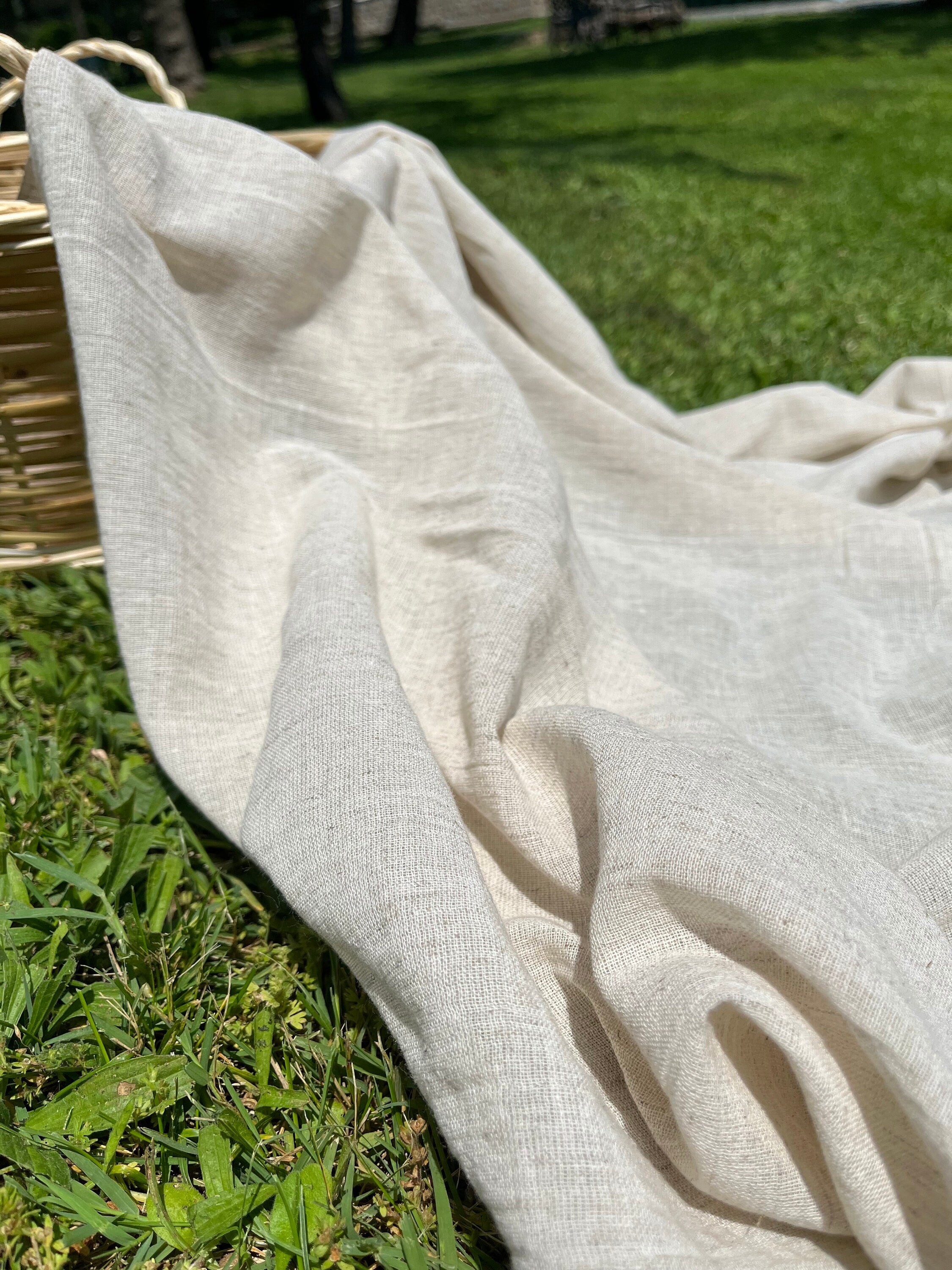 Linen Gauze Unbleached / Light Brown Natural Fabric.