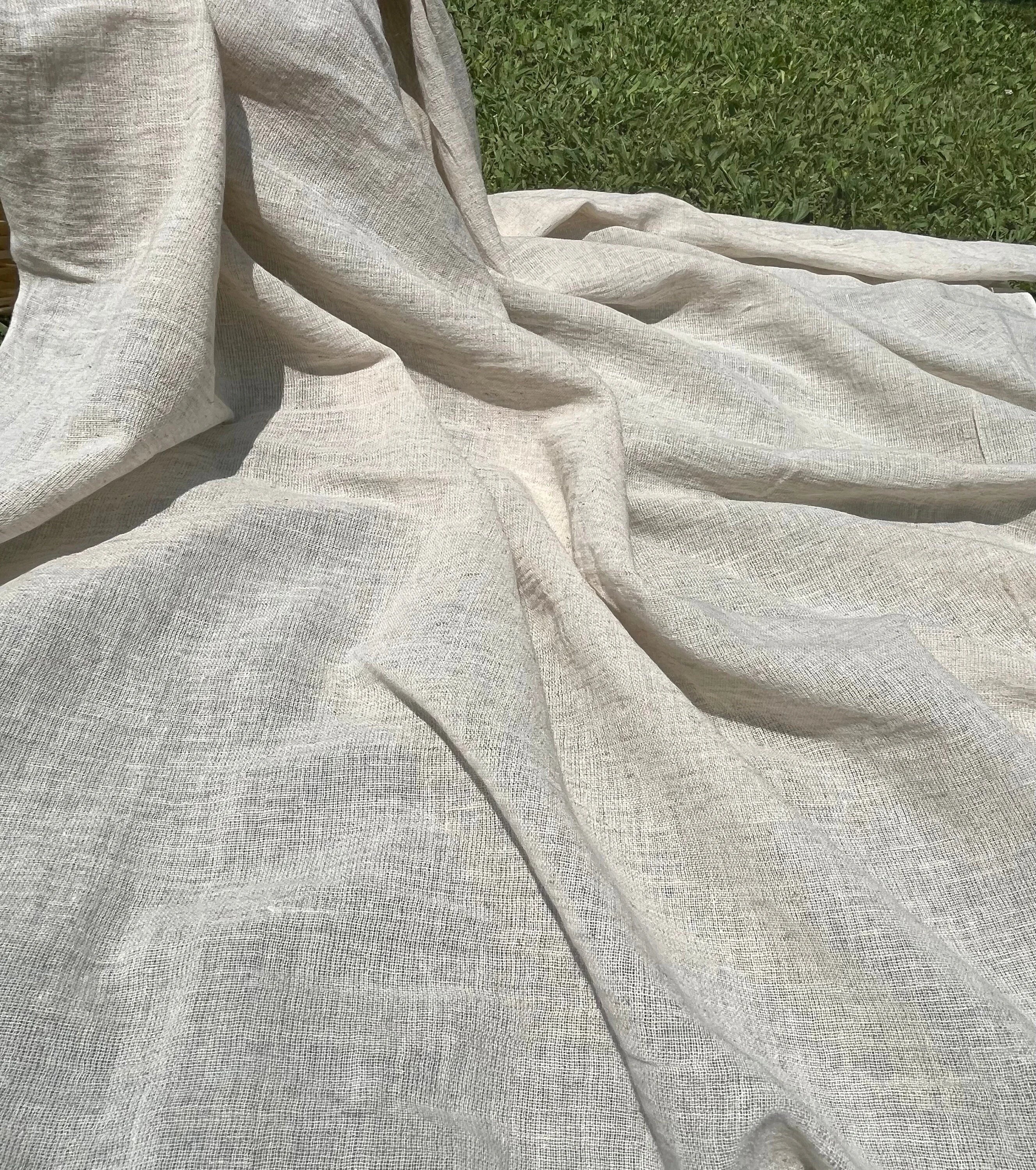 Linen Gauze Unbleached / Light Brown Natural Fabric.