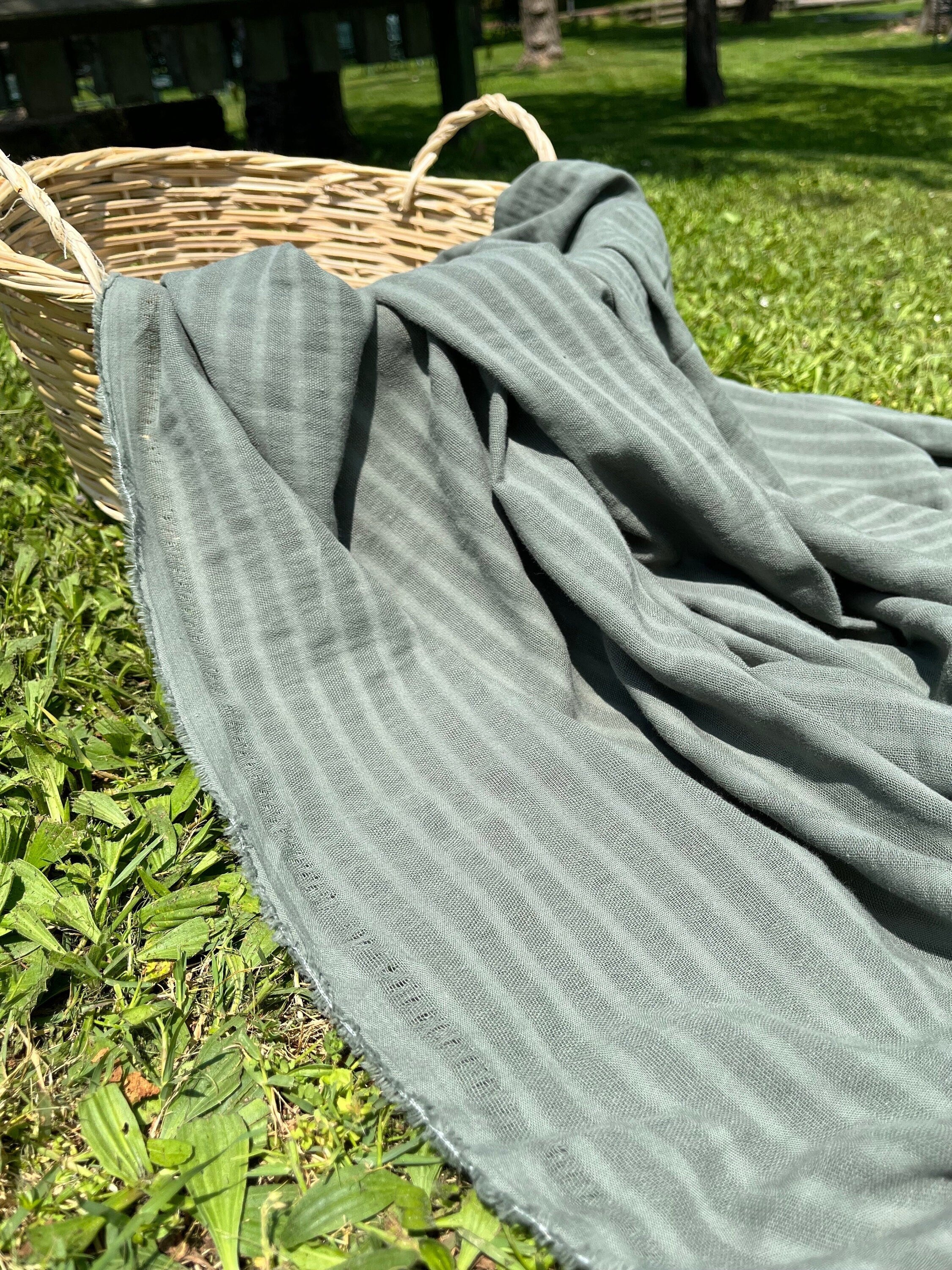 Cotton Fabric With Stripes, Brown, Green, Black, Cream, White Colour Options Available.