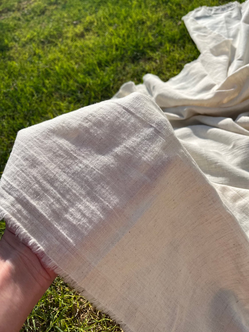 Nötr Ağartılmamış Keten Organik Pamuk Karışımlı Kumaş Metre Fiyatı, Genişlik 150 cm. %50 Keten %50 Pamuk, Softhand Fluid Keten Kumaş.