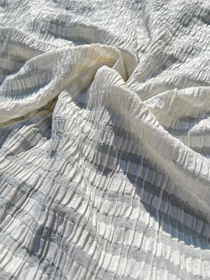 Luxury stretchy silk fabric, seersucker.