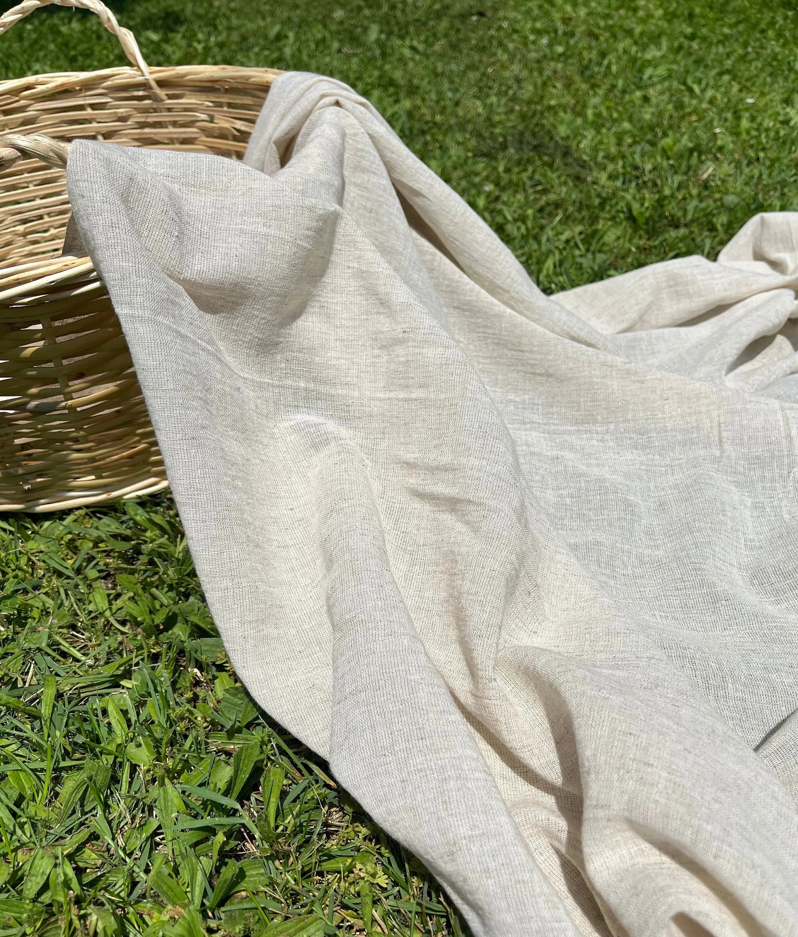 Linen Gauze Unbleached / Light Brown Natural Fabric.