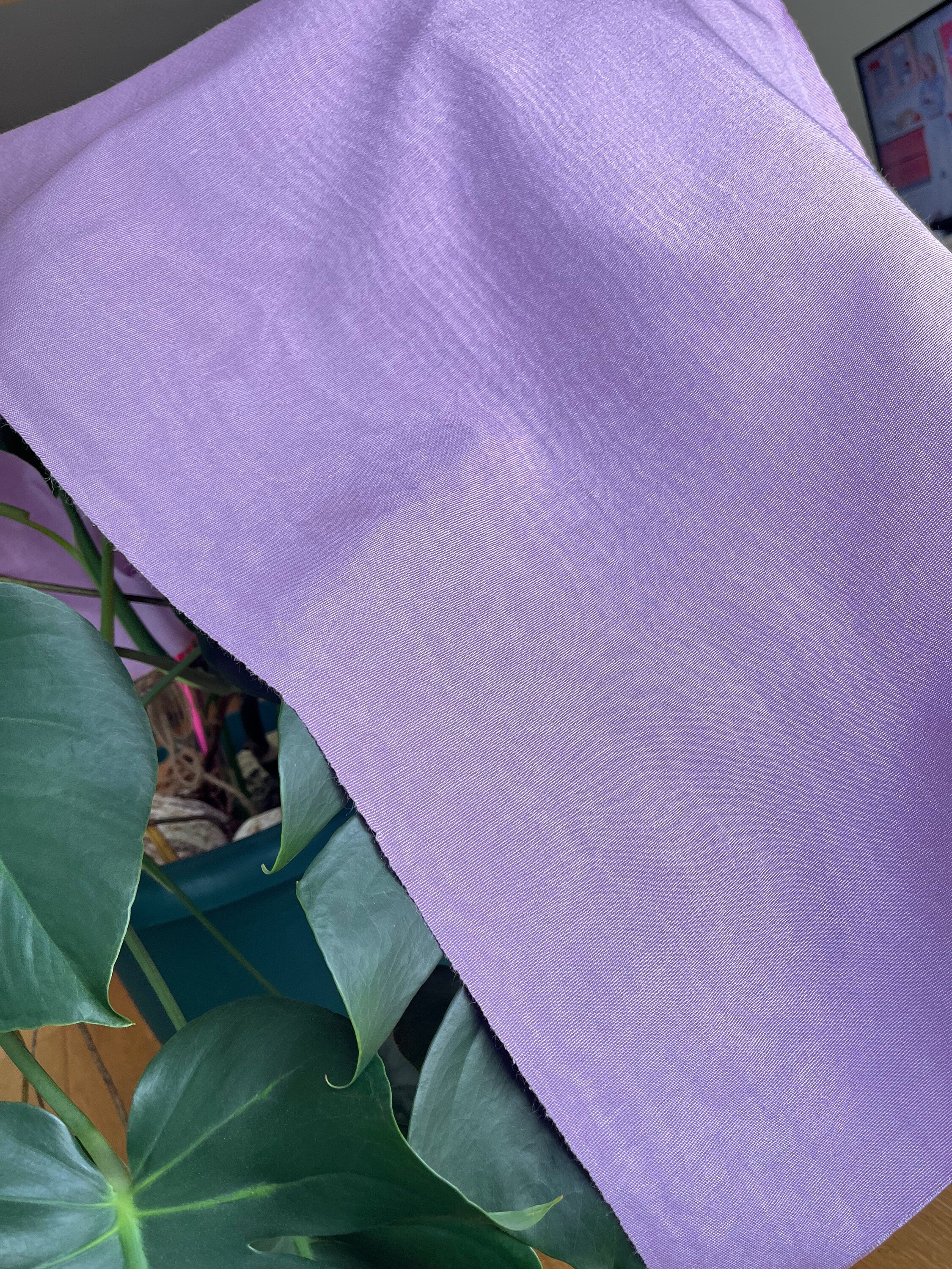 Lilac Pink Silk Moire Fabric, Watermark Pattern Fabric.