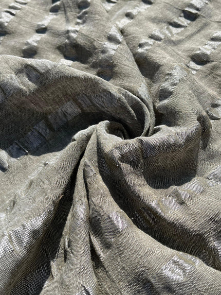 Tissu rayé en lin et soie, Tissu pour l’été, Tissu froissé, Tissus texturés, Tissu naturel, Tissus naturels, Tissus nature, Tissus spéciaux.