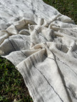 Cotton Open Weave Gauze, Sheer & Stretchy Black - White Stripes.