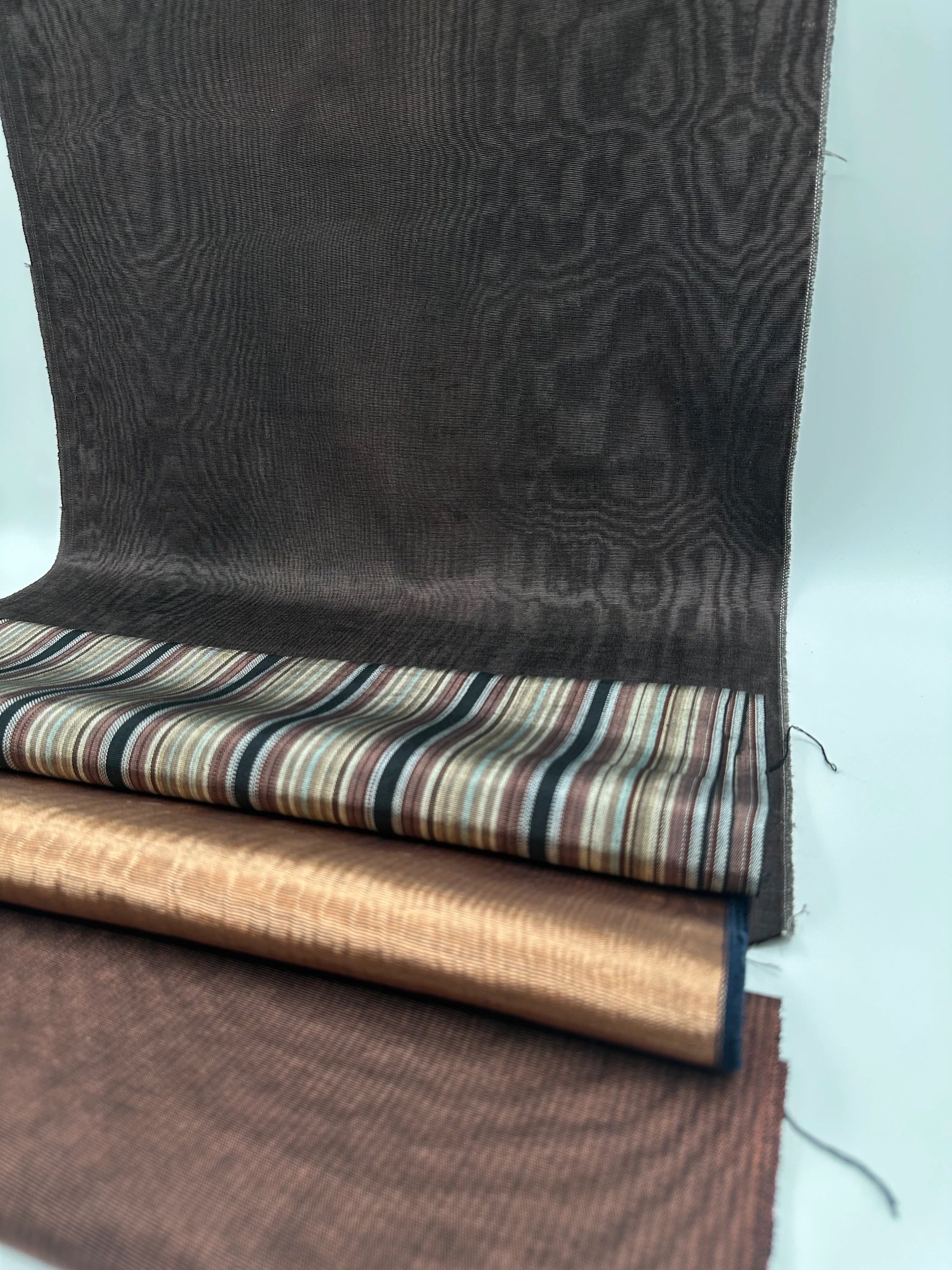 Brown Silk Moire Home Textile Interior Fabrics, Watermark Patterns.