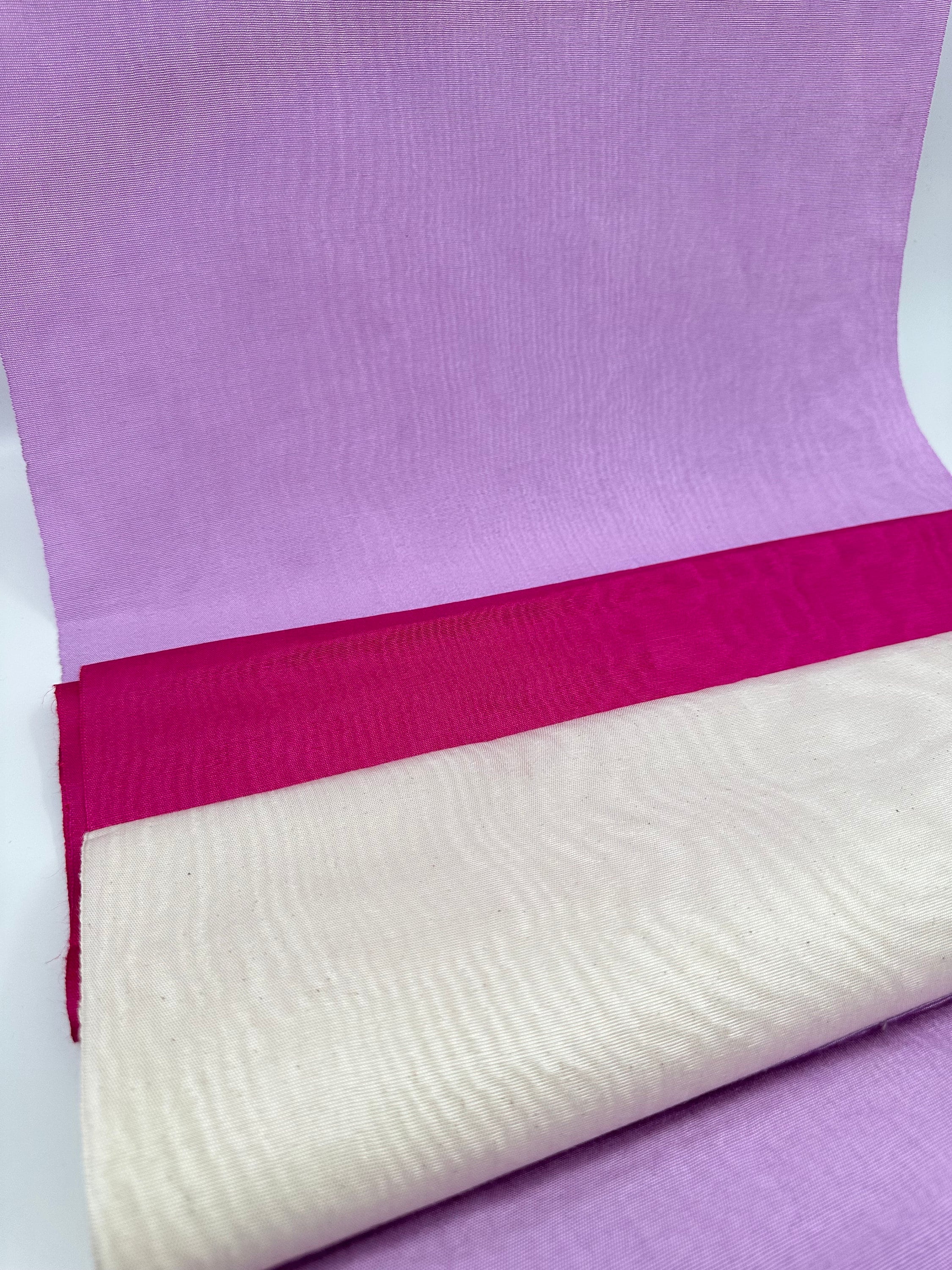 Lilac Pink Silk Moire Fabric, Watermark Pattern Fabric.