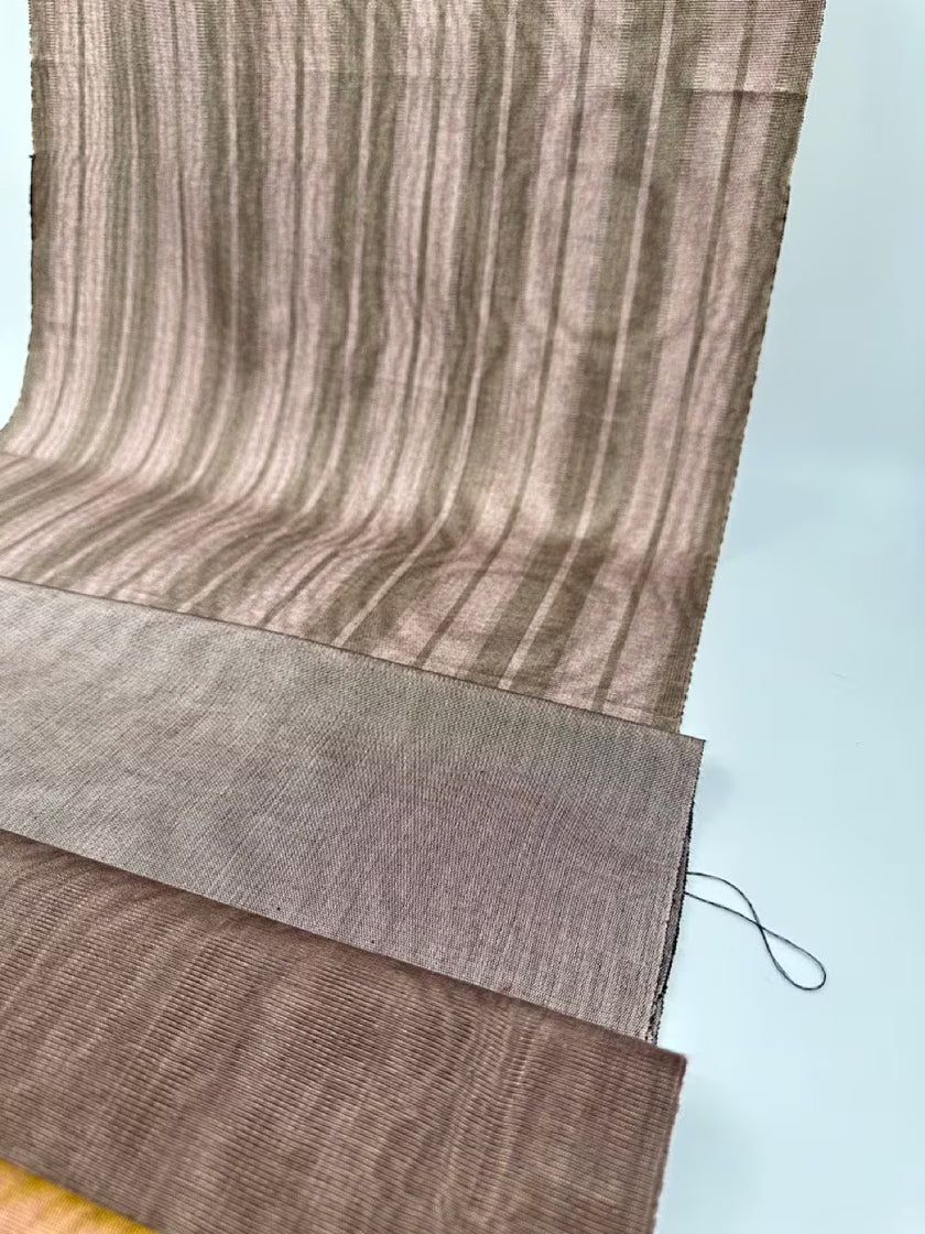 Çizgili İpek Moiré Kumaş, Metreyle El Dokuma Kumaş, Kahverengi Bej Tonları. Lüks Kumaşlar, İç Mekan Kumaşları.