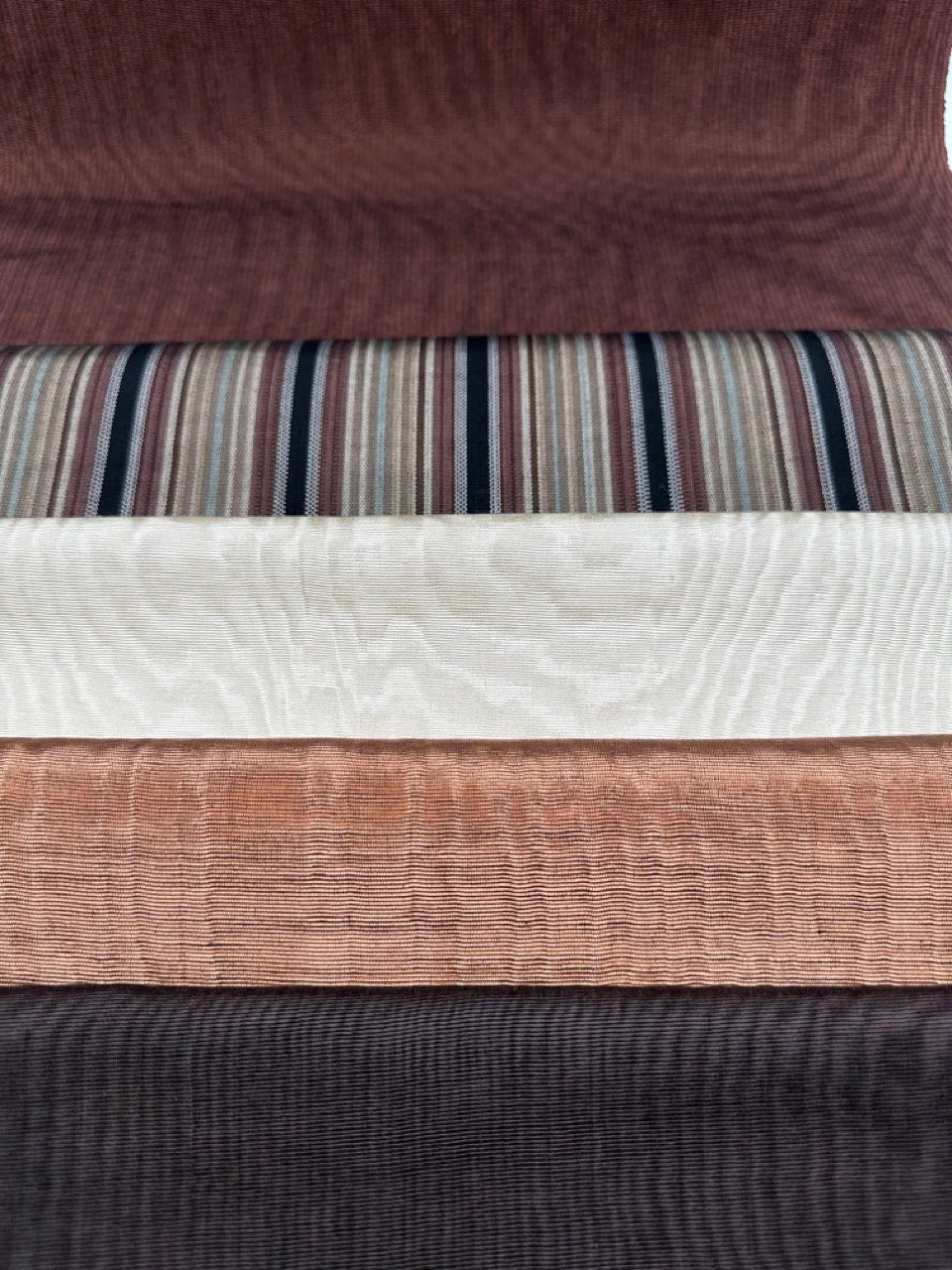 Brown Silk Moire Home Textile Interior Fabrics Watermark Pattern.